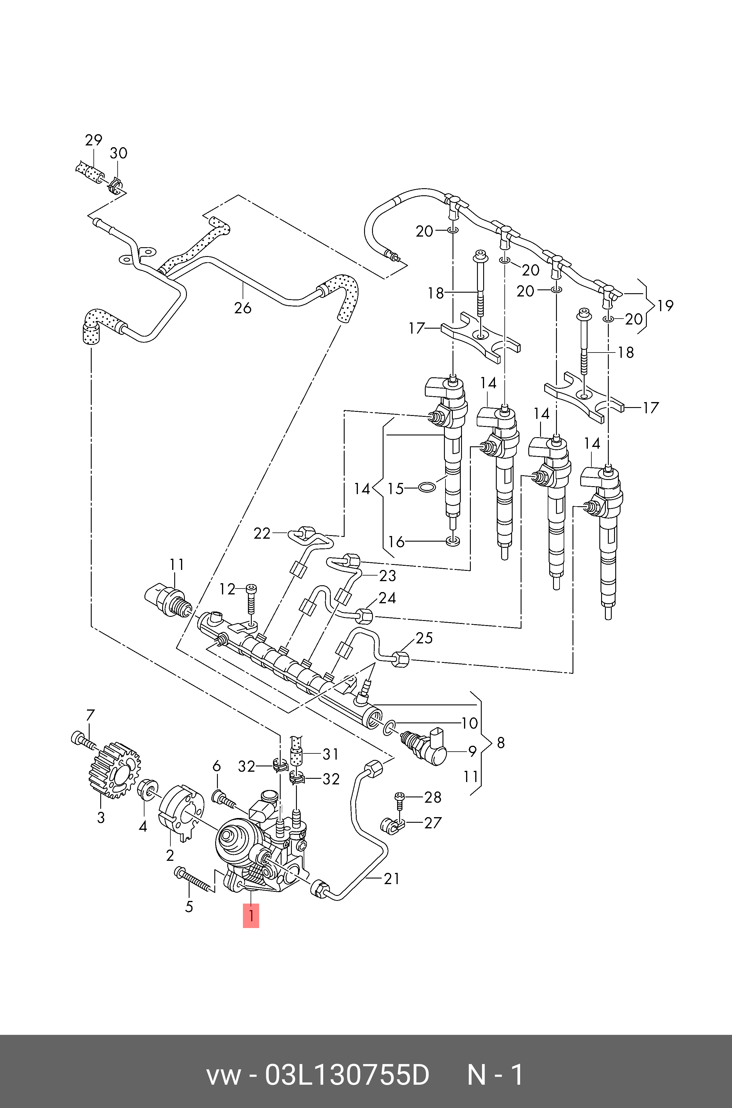 03L130755D VAG НАСОС ТОПЛИВНЫЙ ВЫСО