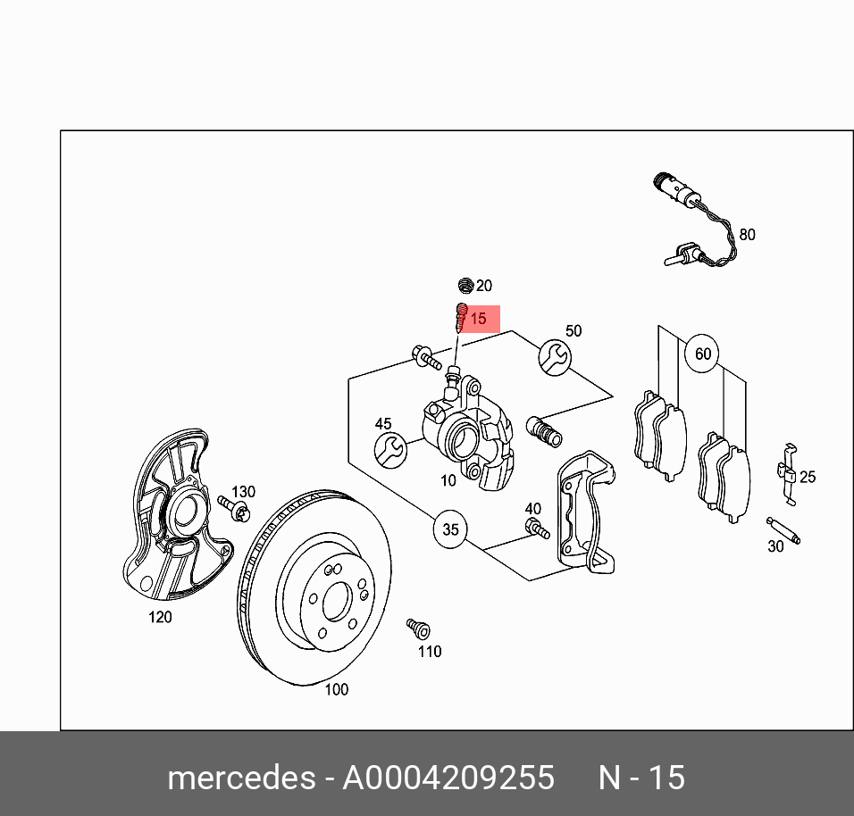 A0004209255 MERCEDES-BENZ ШТУЦЕР ПРОКАЧНОЙ СУППОРТА ТОРМОЗНОГО