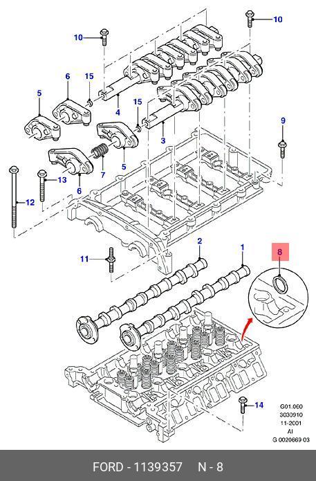 1139357 FORD Уплотняющее кольцо, распределительный вал