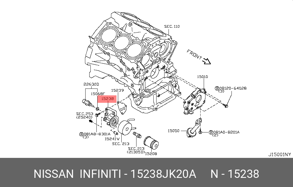 15238JK20A NISSAN КРОНШТЕЙН МАСЛЯНОГО ФИЛЬТРА