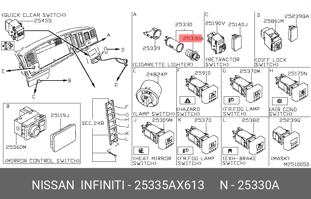 25335AX613 NISSAN ЭЛ-Т ПРИКУРИВАТЕЛЯ