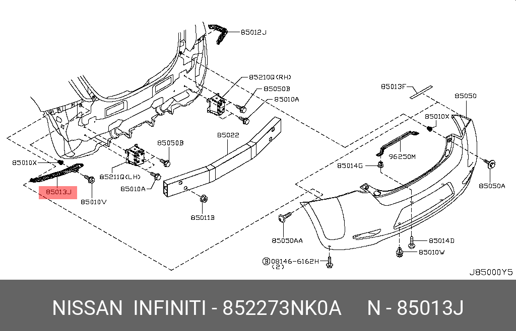 852273NK0A NISSAN BRKT-RR BUMPER