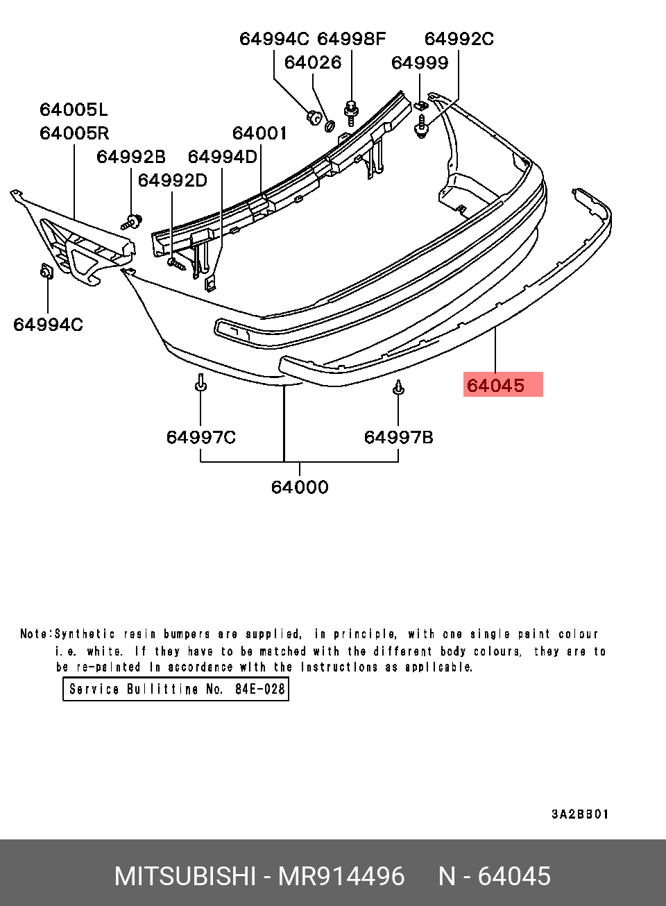MR914496 MITSUBISHI PROTECTOR,RR BUMPER
