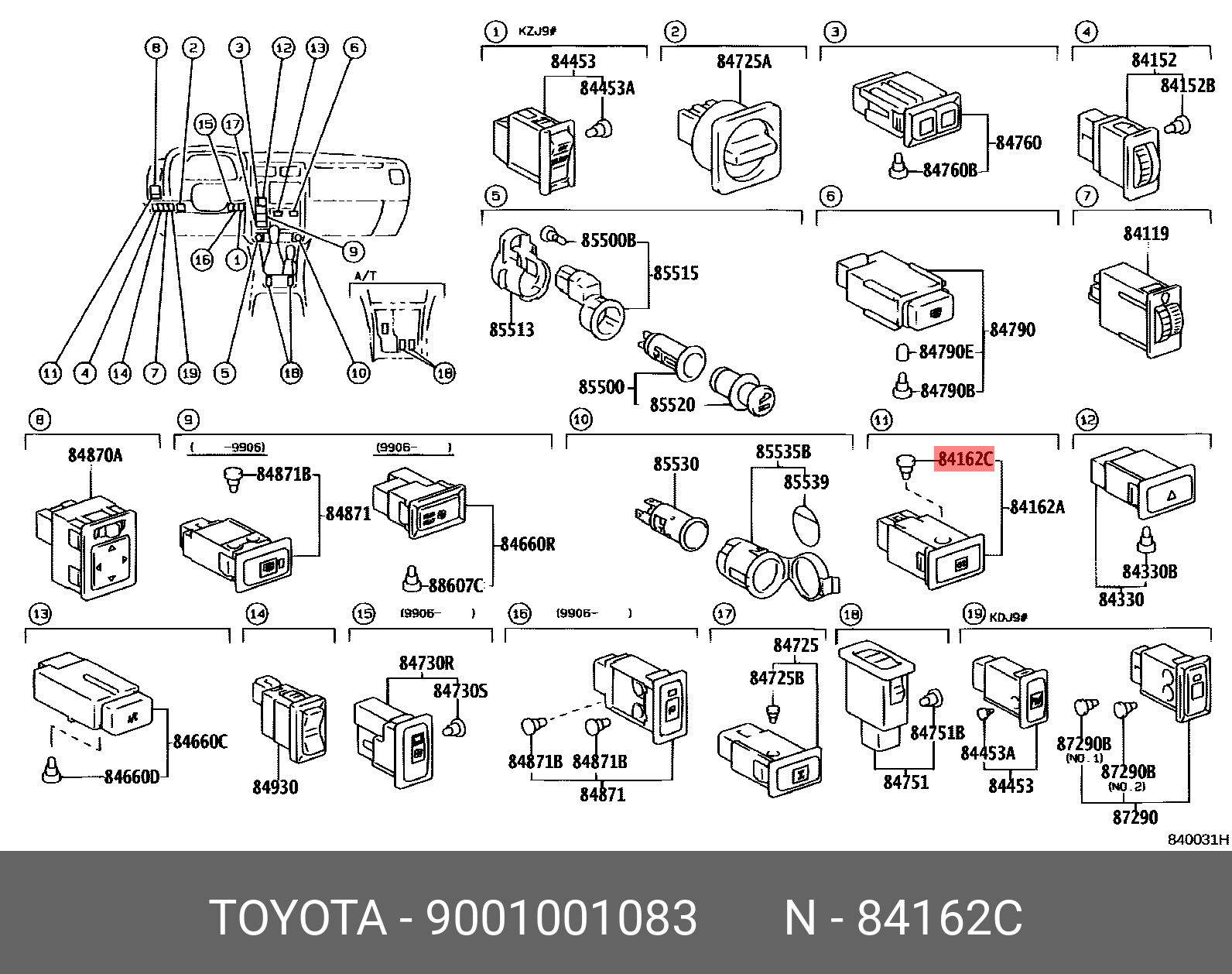 9001001083 TOYOTA ЛАМПОЧКА
