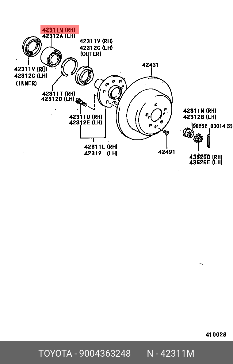 9004363248 TOYOTA ПОДШИПНИК РОЛИКОВЫЙ