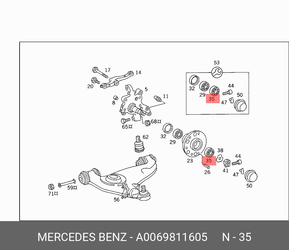 A0069811605 MERCEDES-BENZ ПОДШИПНИК СТУПИЦЫ