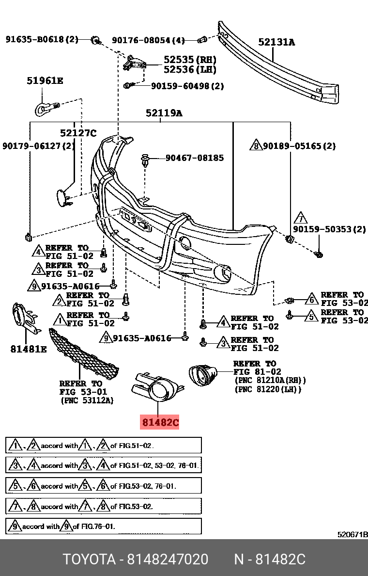 8148247020 TOYOTA ОКАНТОВКА ФАРЫ