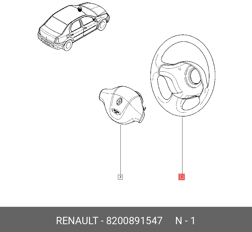 8200891547 RENAULT Рулевое колесо