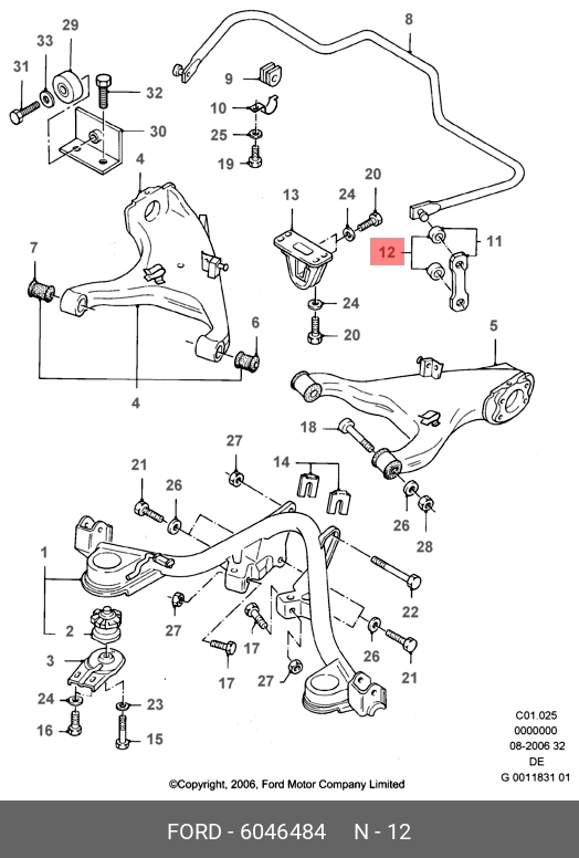 6046484 FORD Подвеска, стабилизатор
