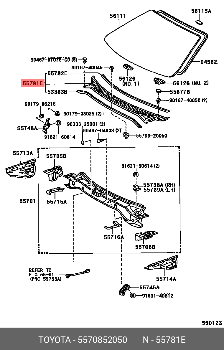5570852050 TOYOTA РЕШЕТКА ВОЗДУХОЗАБОРНИКА