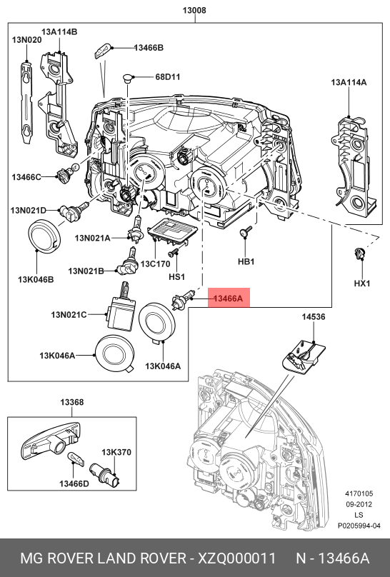 XZQ000011 LAND ROVER Лампочка