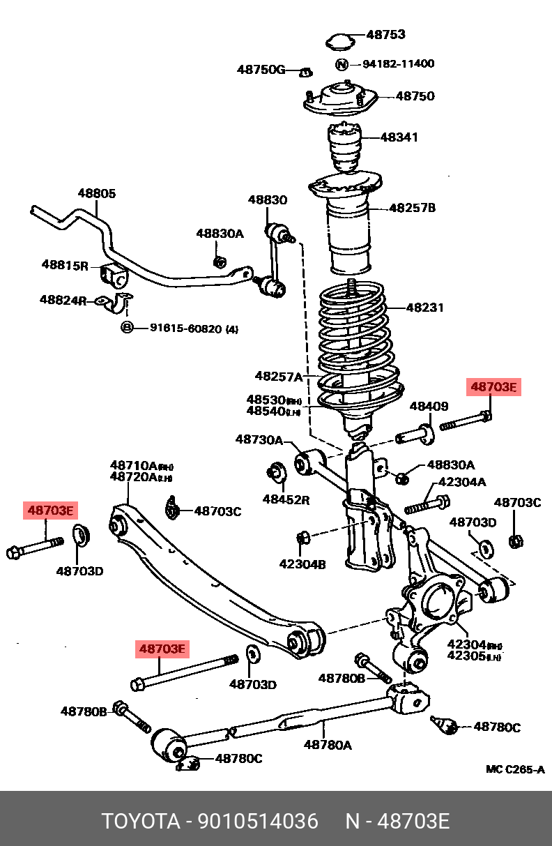 9010514036 TOYOTA БОЛТ С ШЕСТИГРАННОЙ ГОЛОВКОЙ