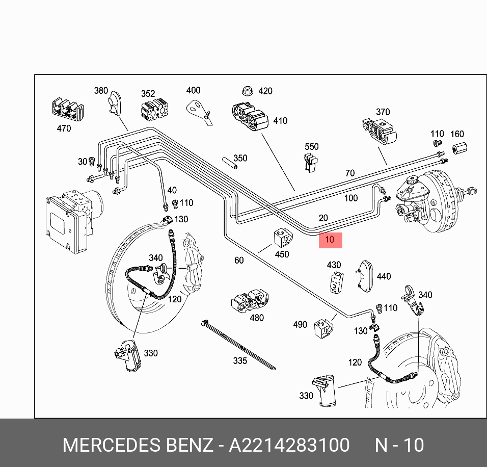 A2214283100 MERCEDES-BENZ ТРУБКА ТОРМОЗНАЯ