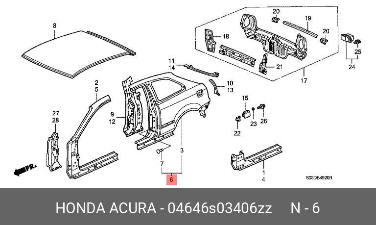 04646S03406ZZ HONDA Панель кузова
