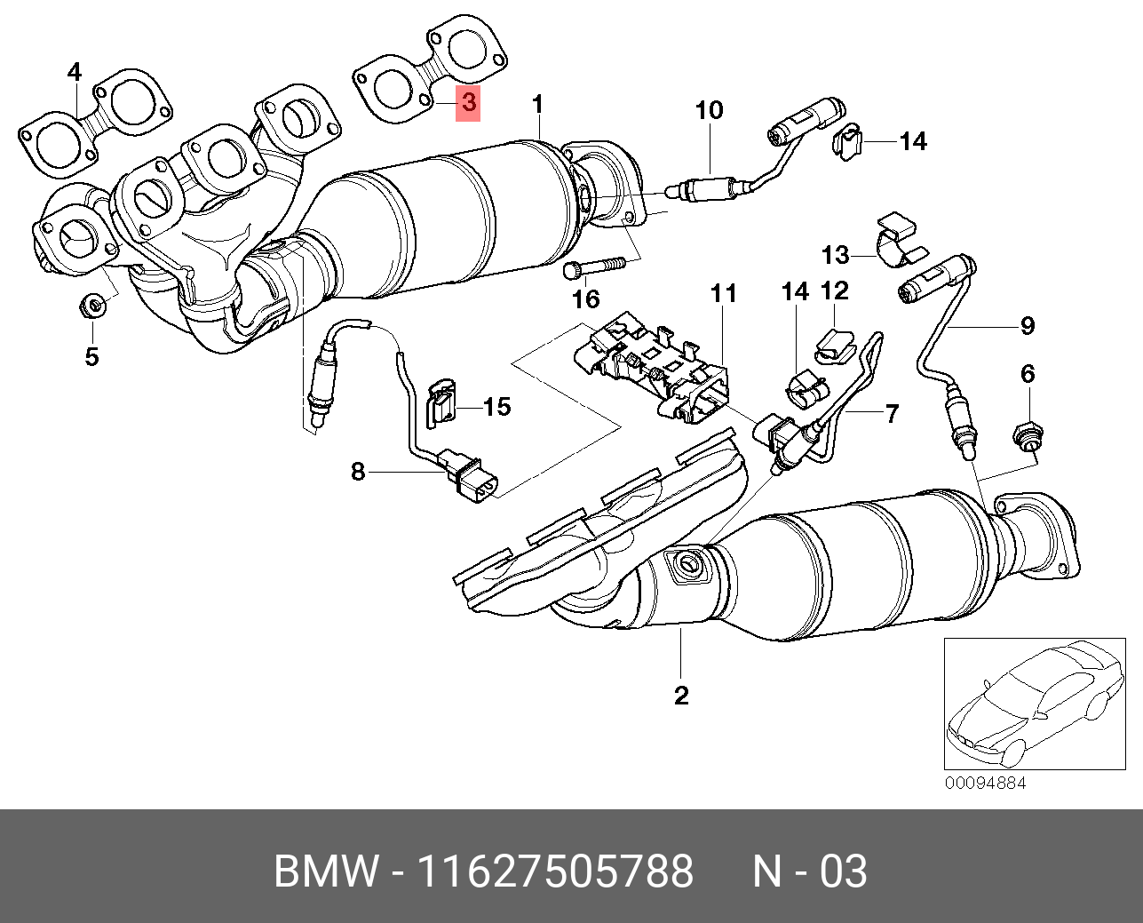 11627505788 BMW Уплотнительная прокладка безасбестовая