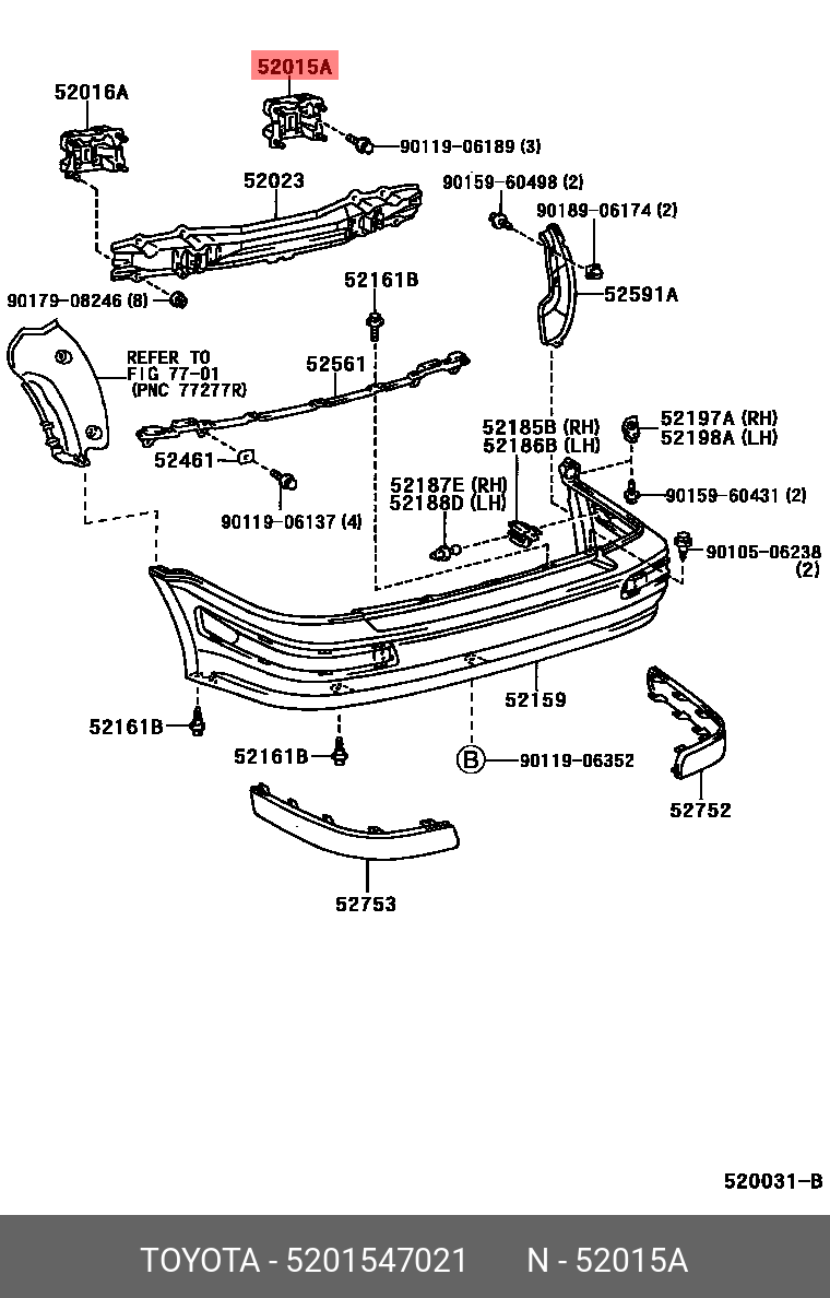 5201547021 TOYOTA КРОНШТЕЙН БАМПЕРА