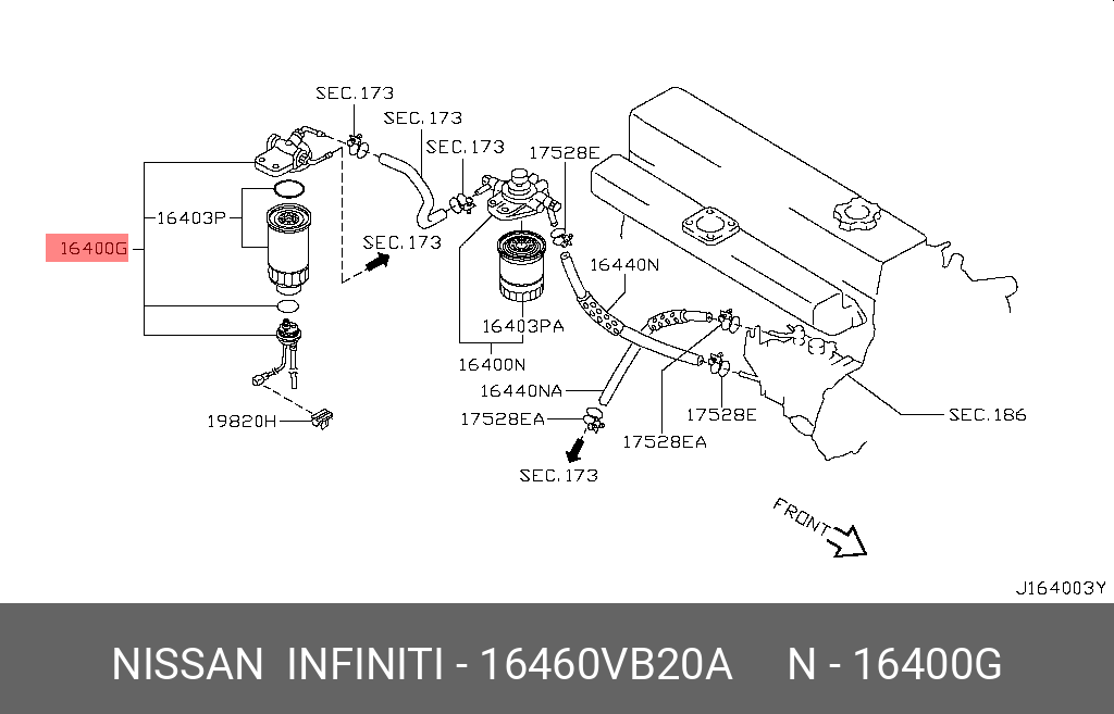 16460VB20A NISSAN ФИЛЬТР ТОПЛИВНЫЙ