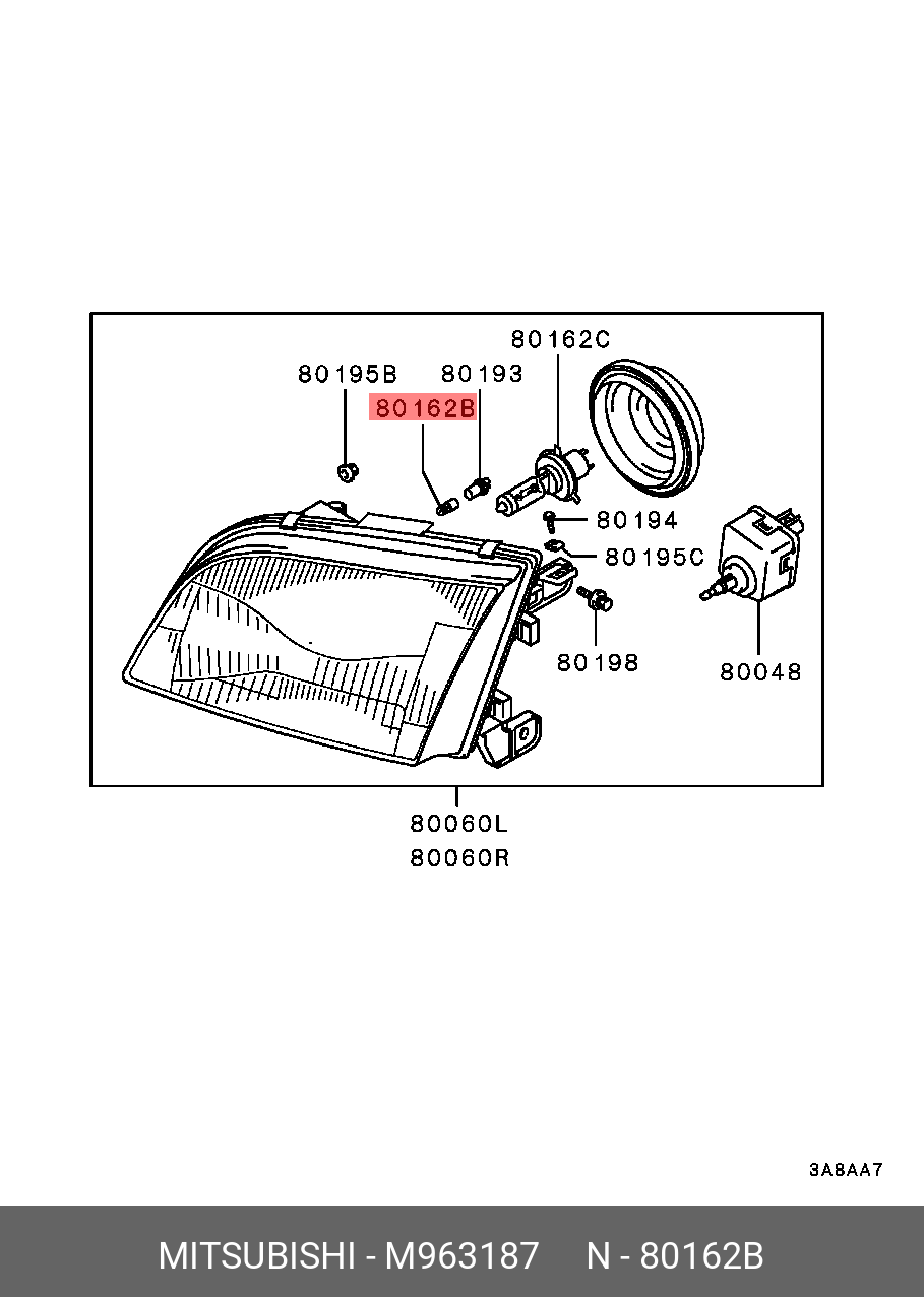 M963187 MITSUBISHI BULB,HEADLAMP