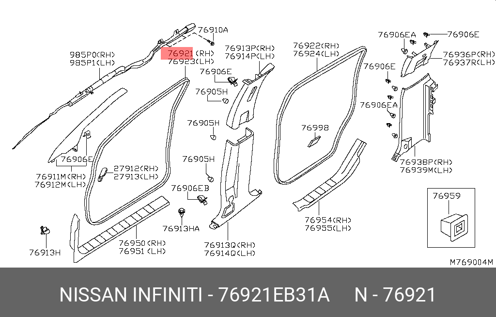 76921EB31A NISSAN УПЛОТНЕНИЕ ДВЕРИ