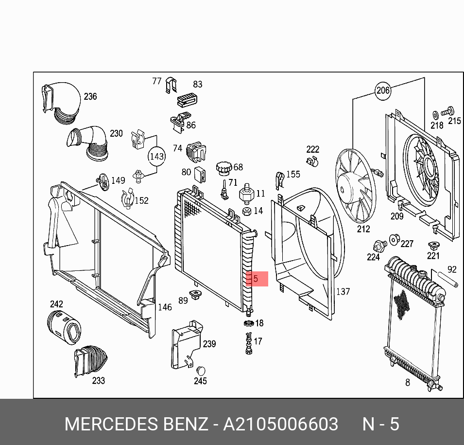 A2105006603 MERCEDES-BENZ Радиатор, охлаждение двигател