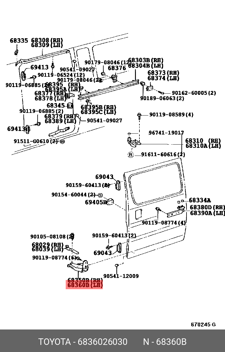 6836026030 TOYOTA КРОНШТЕЙН КУЗОВНОЙ