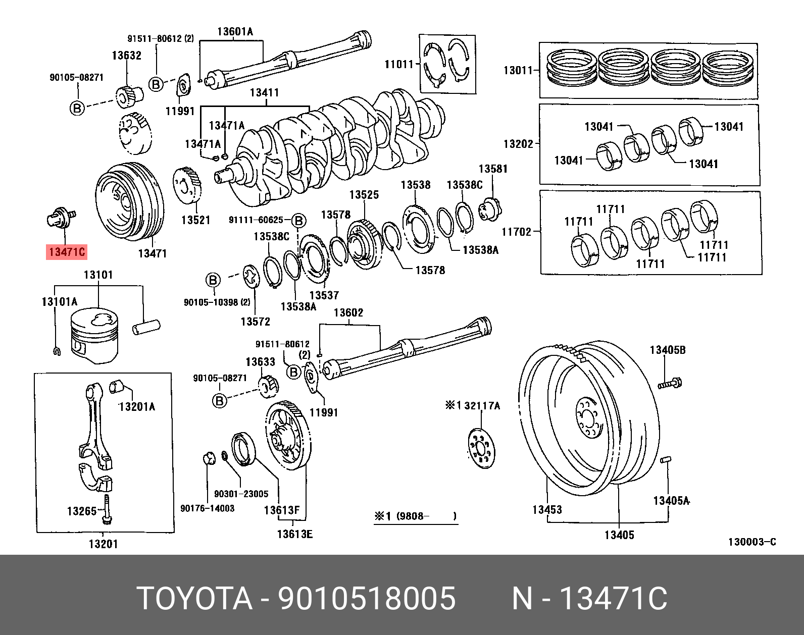 9010518005 TOYOTA BOLT(FOR CRANKSHAFT PULLEY SET)