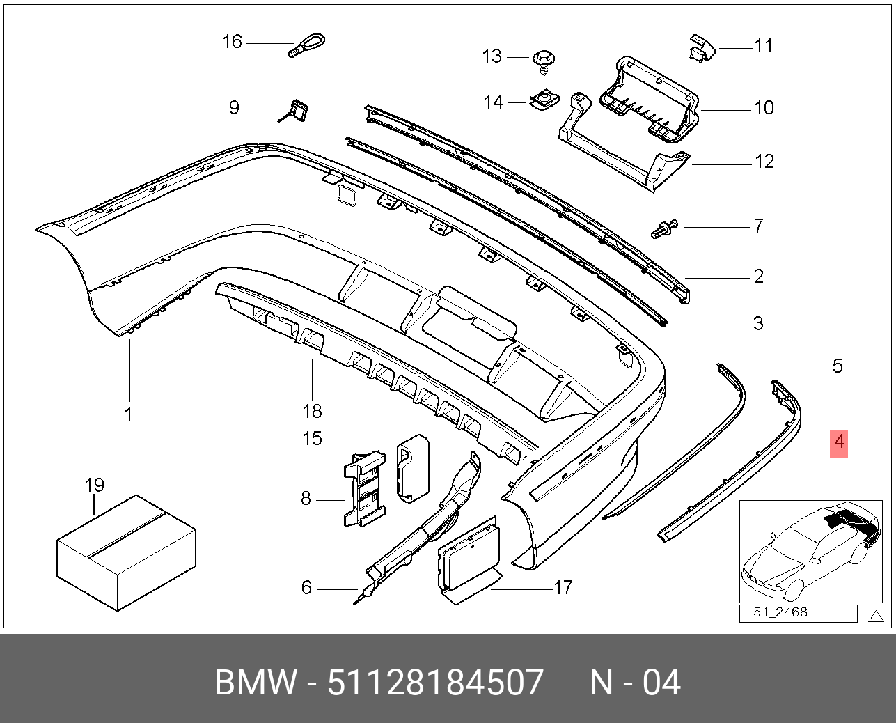 51122498501 BMW Защитная планка Л Зд,STOSSLEISTE HINTEN LINKS купить в интернет-