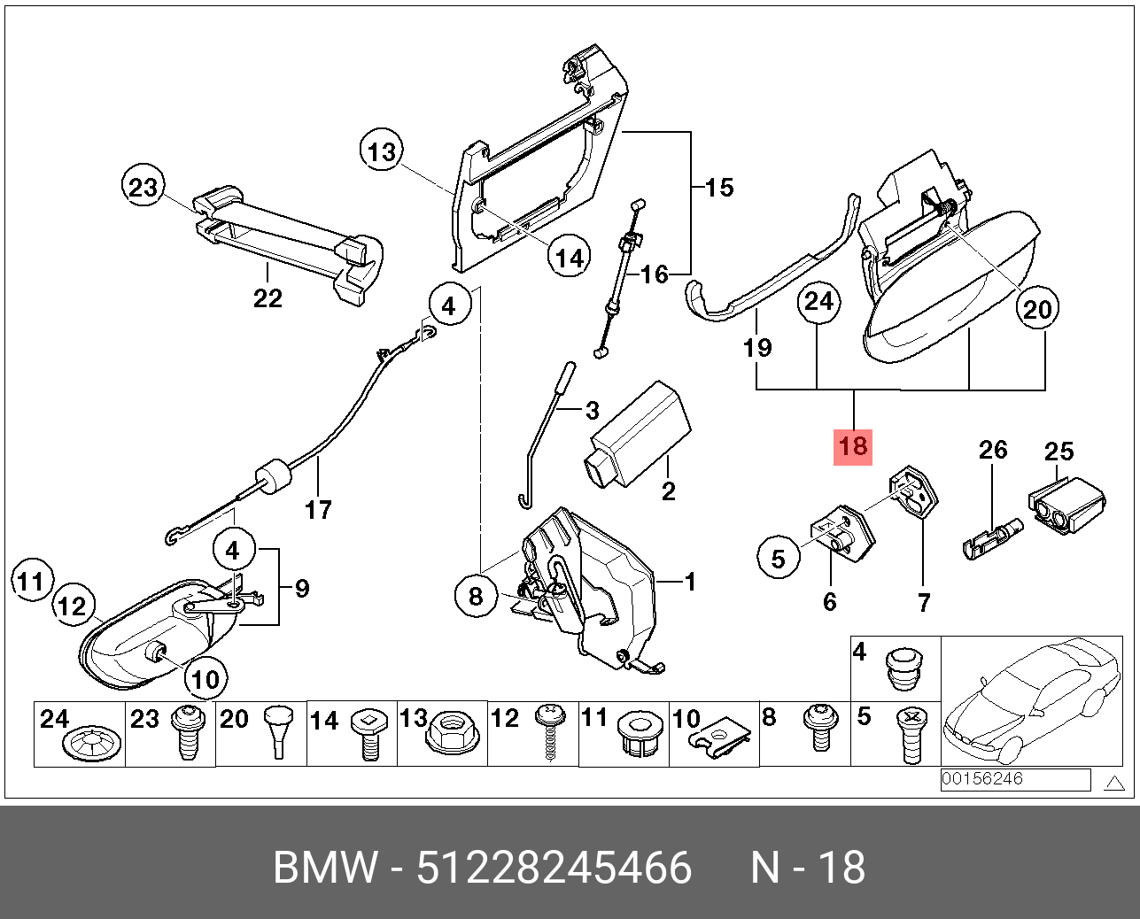 50. Замена тросика внутренней ручки двери - BMW 5 series (E39), 4,4 л, 1997 года