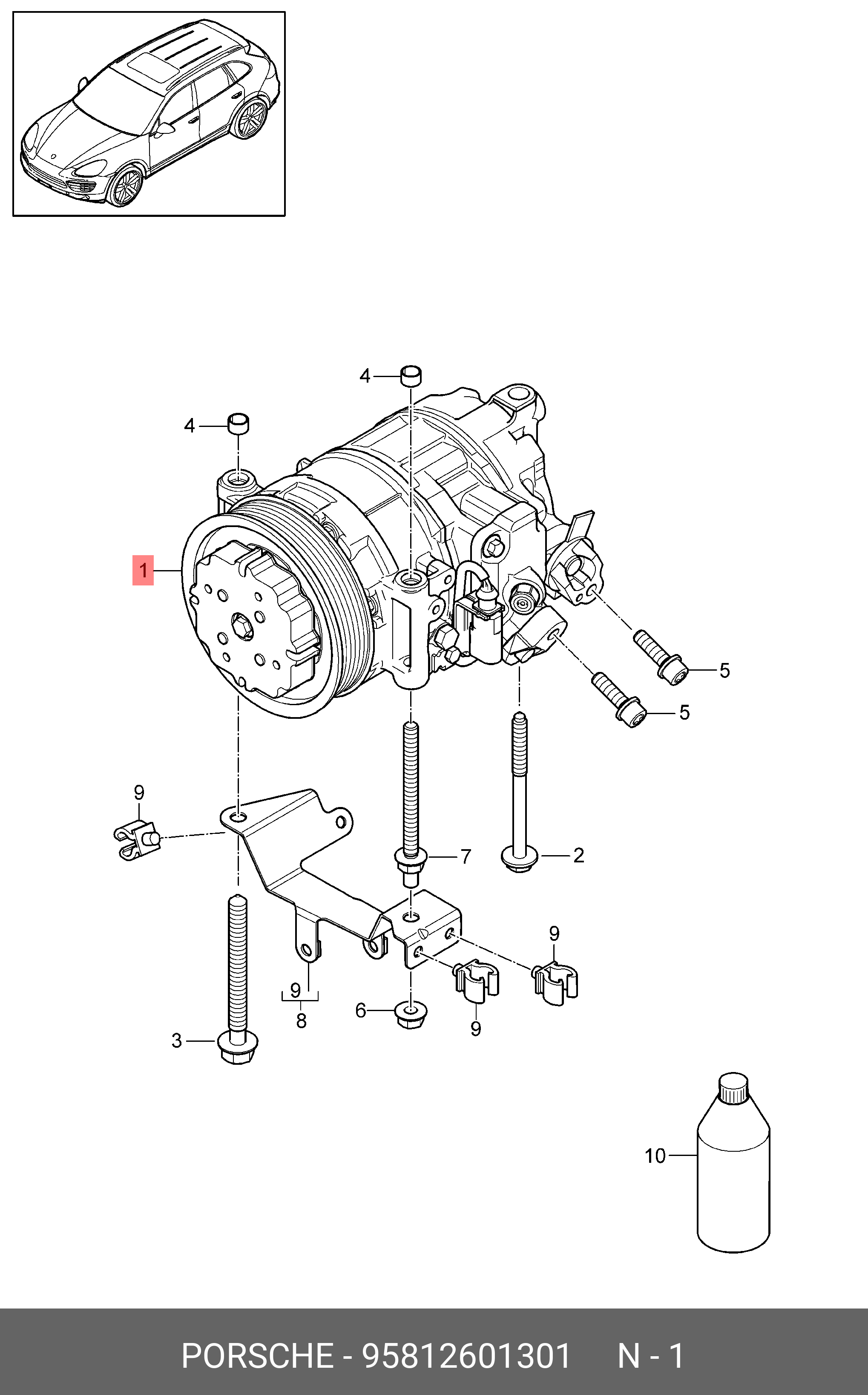 95812601301 PORSCHE KOMPRESSOR