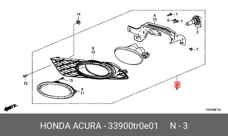 33900TR0E01 HONDA Фара противотуманная передняя правая