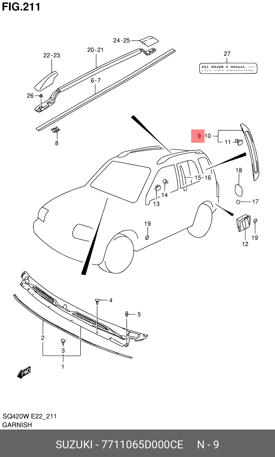 7711065D000CE SUZUKI НАКЛАДКА ПРИБОРНОЙ ПАНЕЛИ