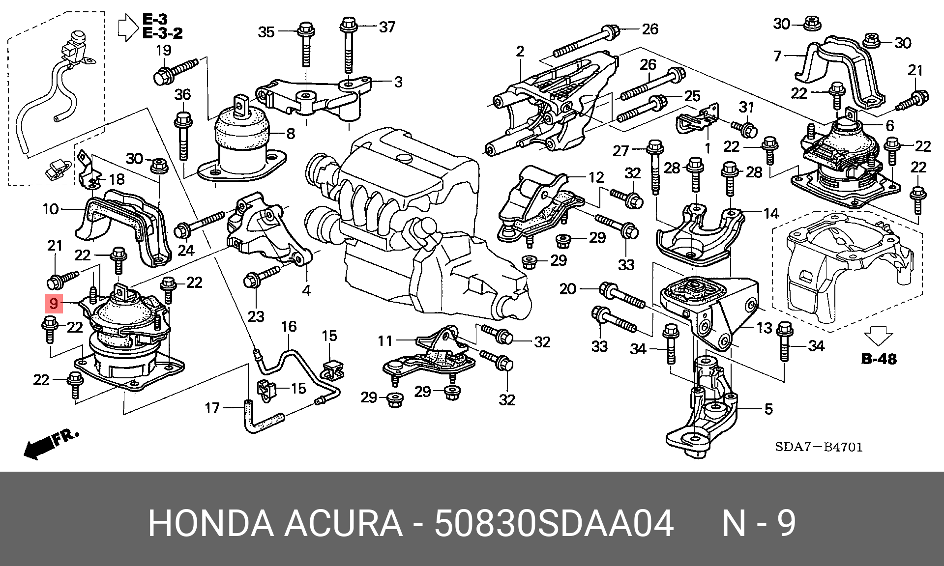 50830SDAA04 HONDA Опора двигателя передняя