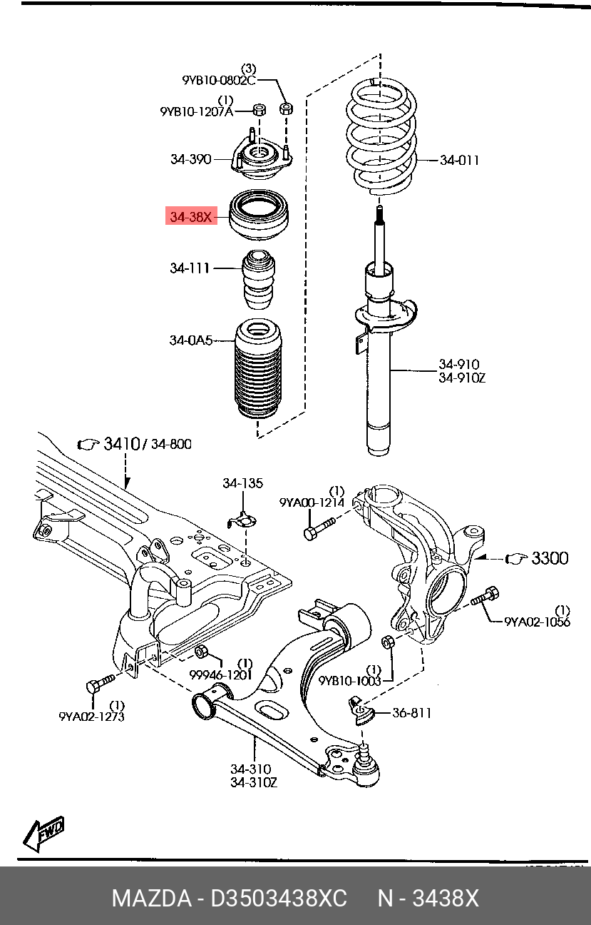D3503438XC MAZDA ПОДШИПНИК ШАРИКОВЫЙ