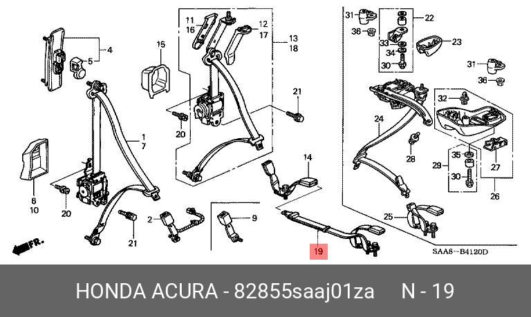 82855SAAJ01ZA HONDA Фиксатор ремня безопасности