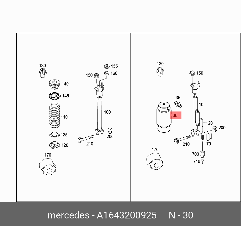 A1643200925 MERCEDES-BENZ Пневморессора A1643200925 MERCEDES-BENZ Пневморессора
