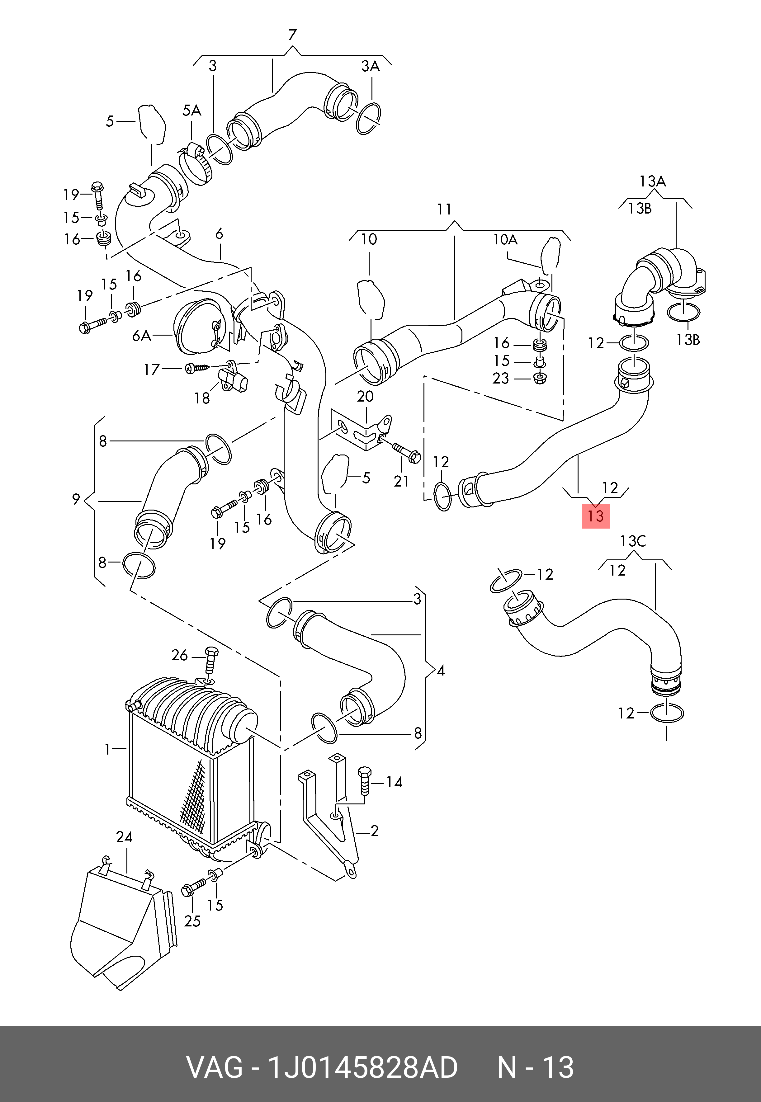 1J0145828AD VAG Шланг соединительный