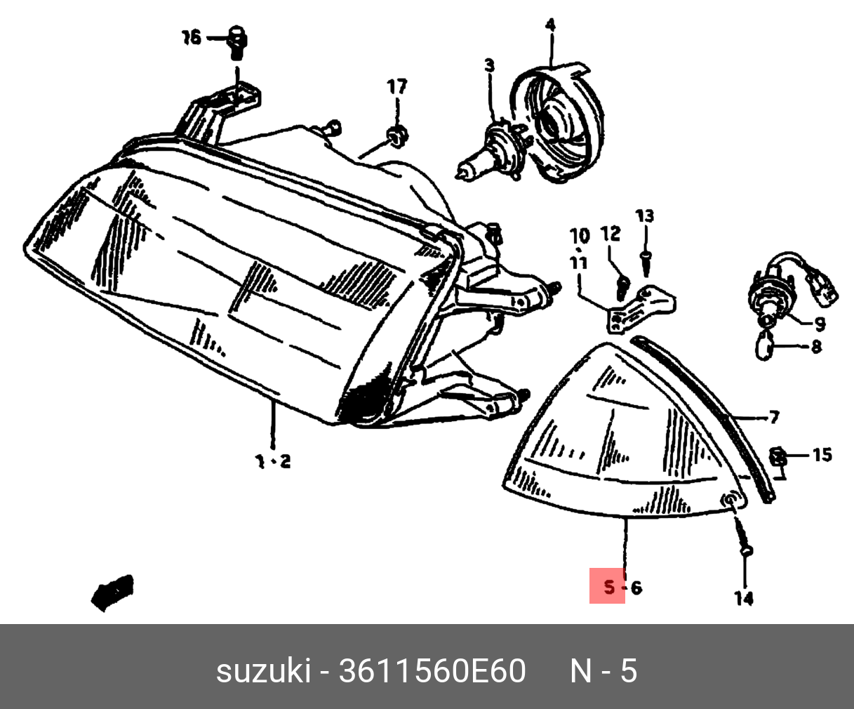 3611560E60 SUZUKI ФАРА