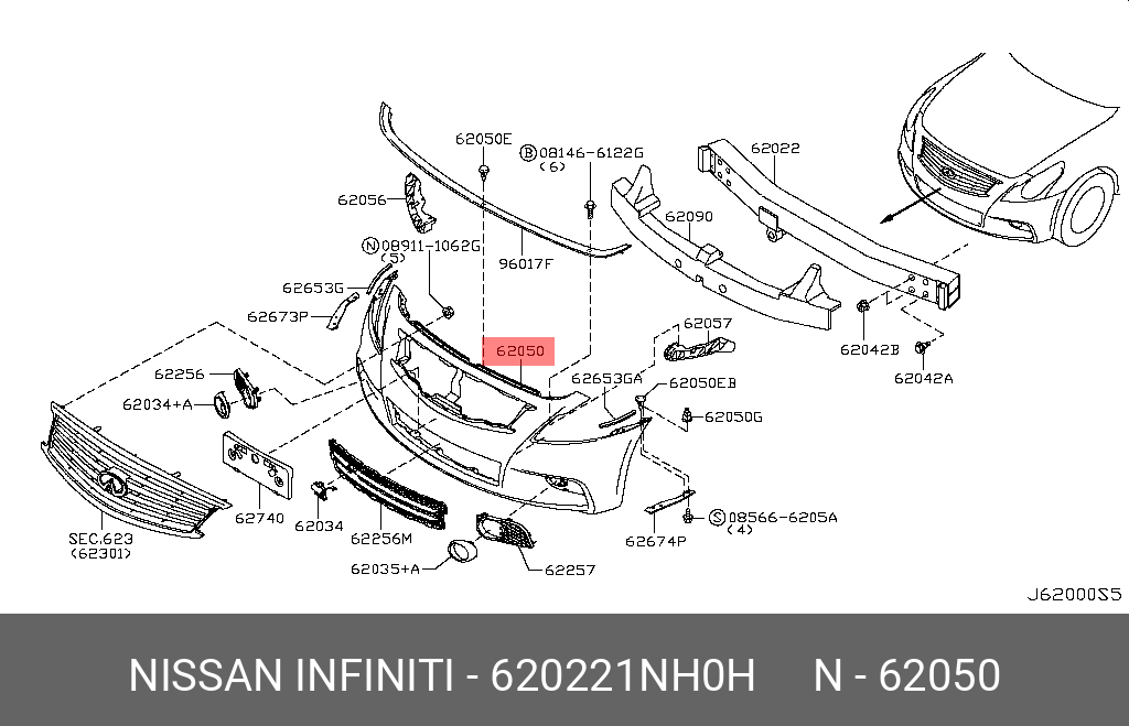 620221NH0H NISSAN БАМПЕР