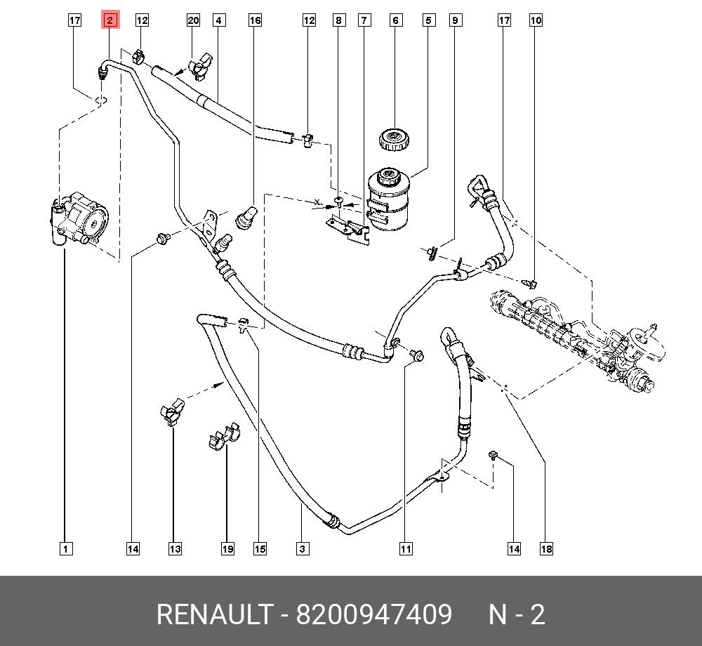 8200947409 RENAULT ТРУБКА ГУР (МЕТ, Р