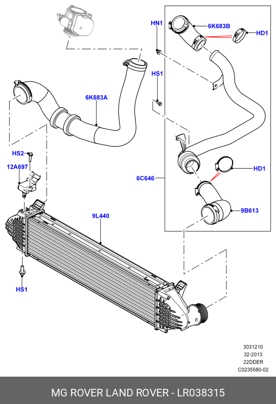 LR038315 LAND ROVER Воздуховод