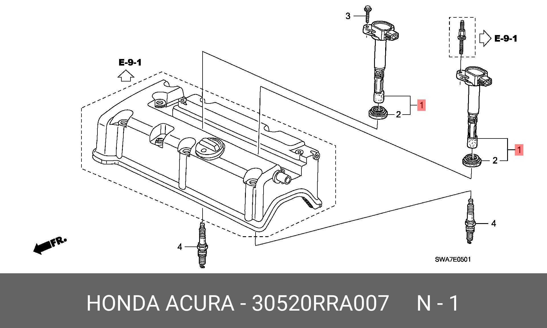 30520RRA007 HONDA КАТУШКА ЗАЖИГАНИЯ