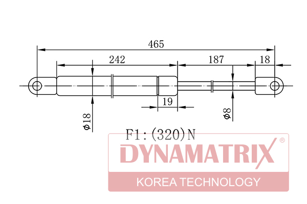 DGS1387BT DYNAMATRIX-KOREA Газовая пружина, капот
