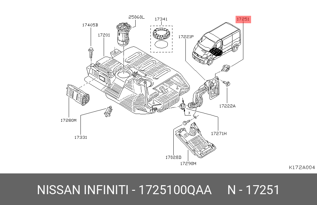 1725100QAA NISSAN КРЫШКА ТОПЛИВНОГО БАКА