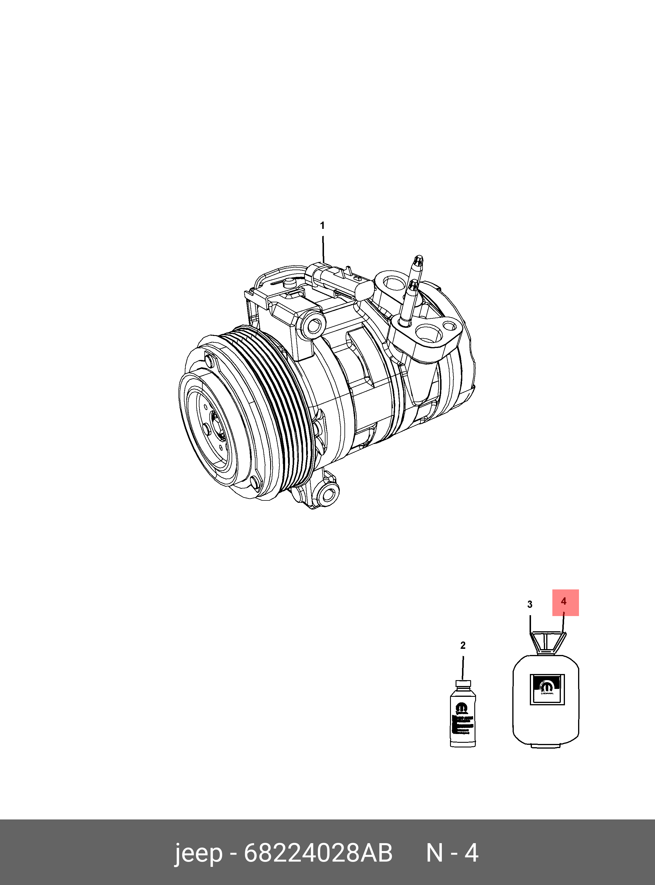 68224028AB CHRYSLER REFRIGERANT, R1234YF 1 OUNCE
