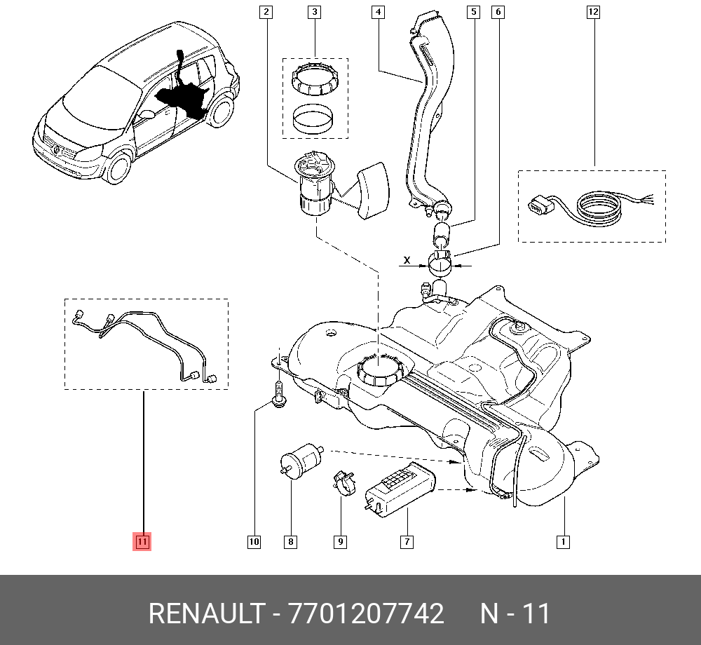 7701054447 RENAULT СОЕДИНИТ ТРУБКА ЗАЛИВНОЙ ГОРЛОВИНЫ (ПЛАС купить в интернет-ма