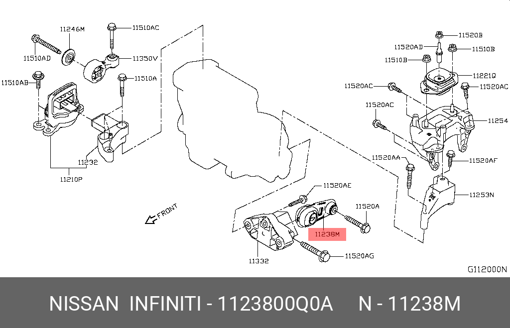 1123800Q0A NISSAN ROD-LOWER,ENGINE MOUNTING