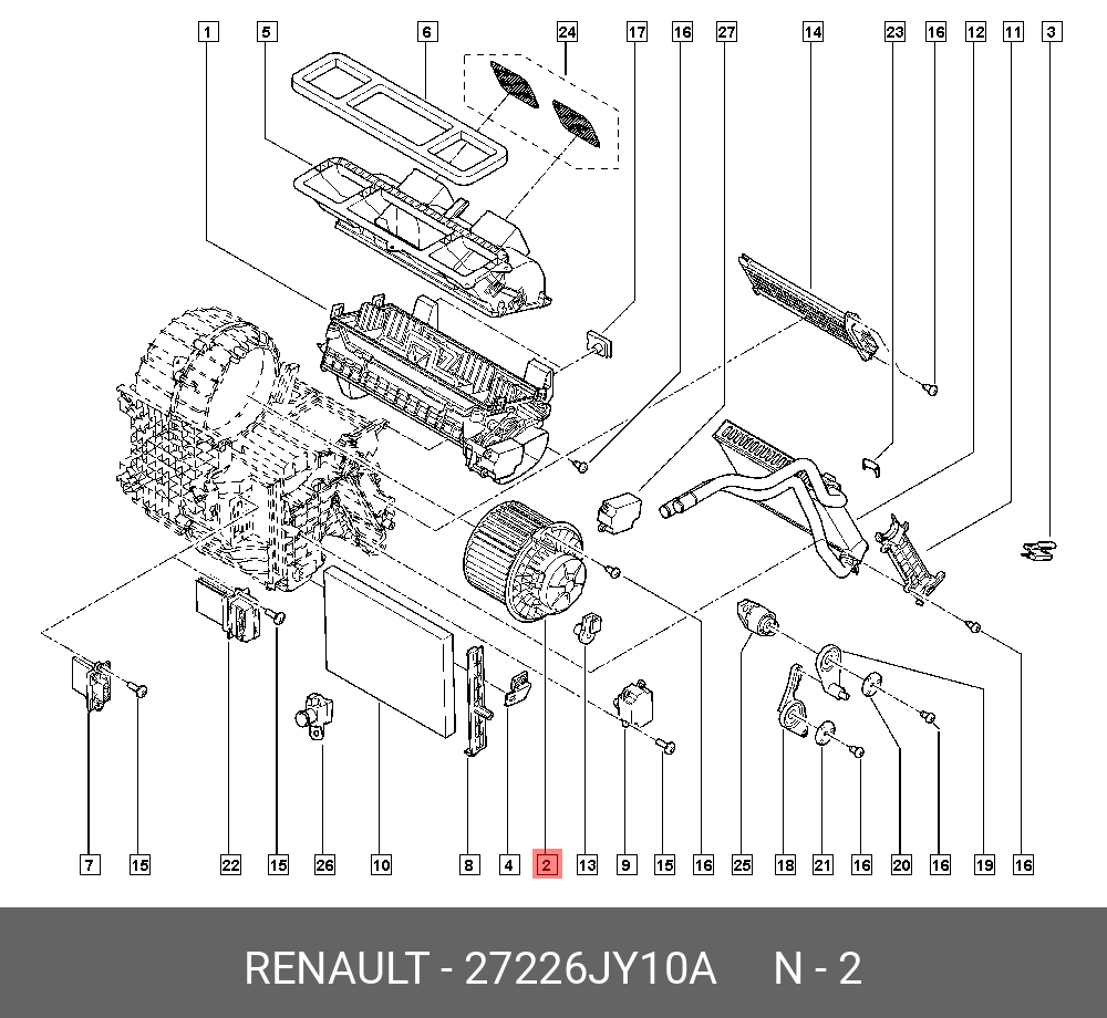 27226JY10A RENAULT Эл двигатель отопителя (пост ток,200вт)/ купить в  интернет-магазине AvtoTO