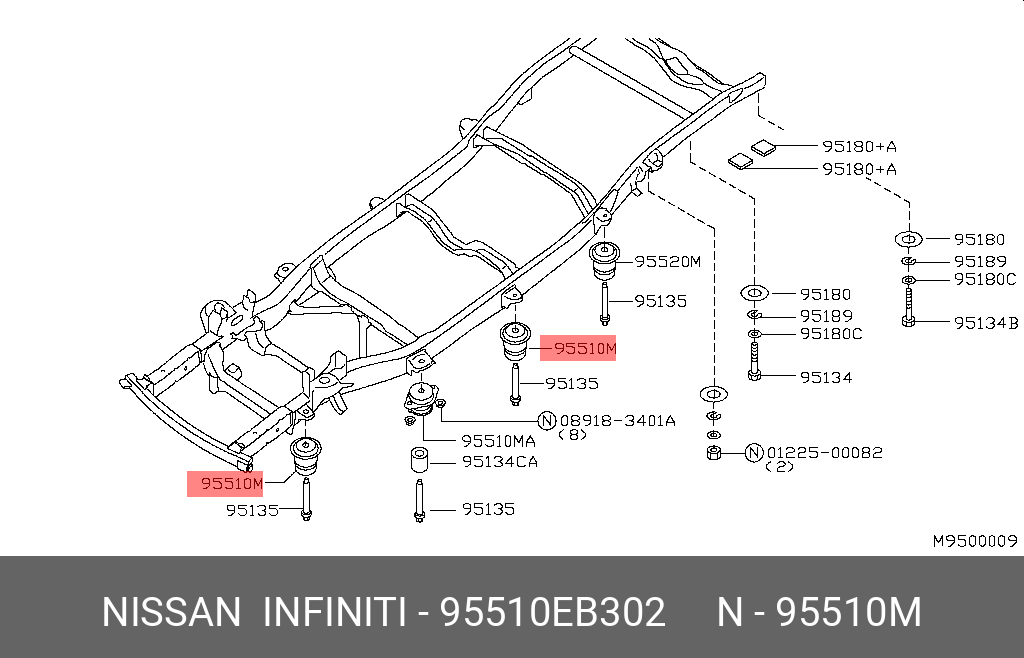 95510EB302 NISSAN ОПОРА КАБИНЫ
