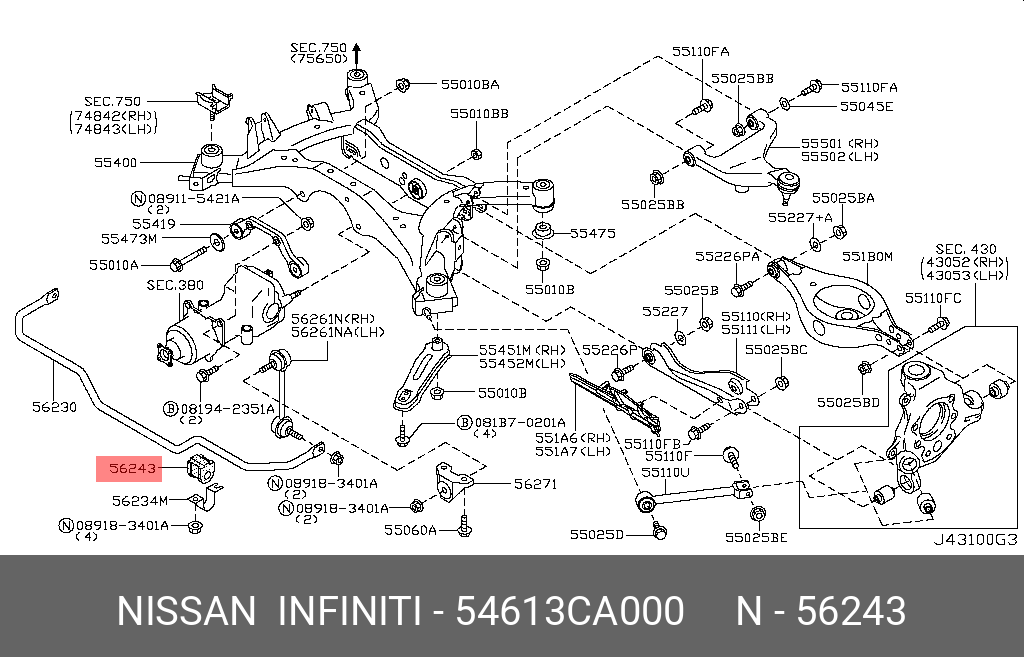 54613CA000 NISSAN ВТУЛКА СТАБИЛИЗАТОРА