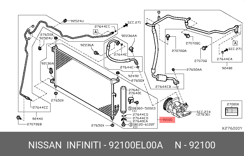 92100EL00A NISSAN Конденсатор, кондиционер